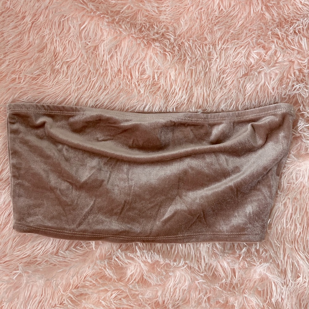 Pink velvet tube top